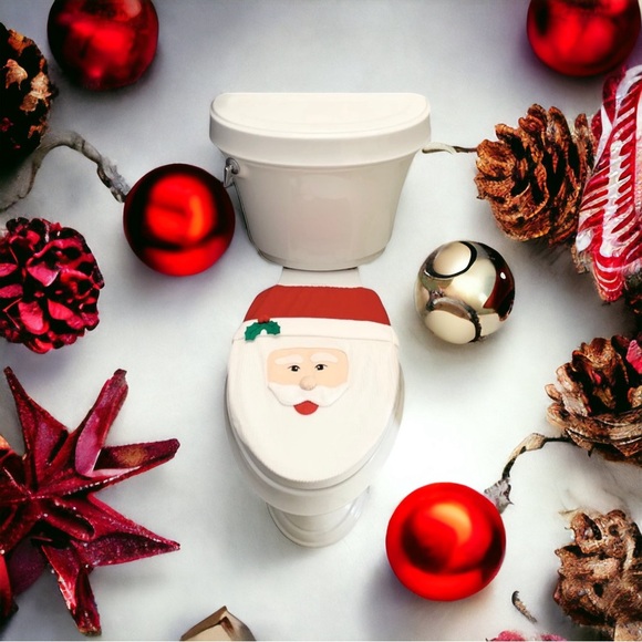 🌸New🌸 Santa Toilet Cover One Size Stretch Christmas NIP - Picture 1 of 7
